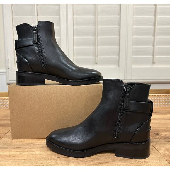 Cole Haan Hampshire Buckle Ankle Boots Black Leather Size 5/5.5 NIB Classic - Picture 8 of 14